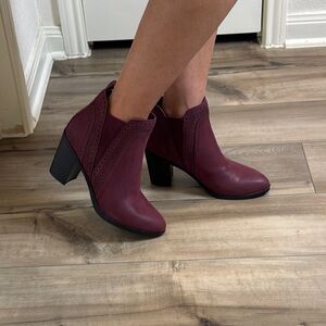 MIA Burgundy Ankle Booties with Chunky Heel